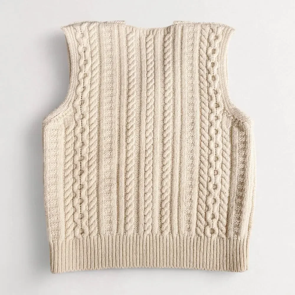 Vtg 100% Aran Wool Heritage Sweater Vest Fisherman Cable Knit Made In Ireland - Picture 6 of 8